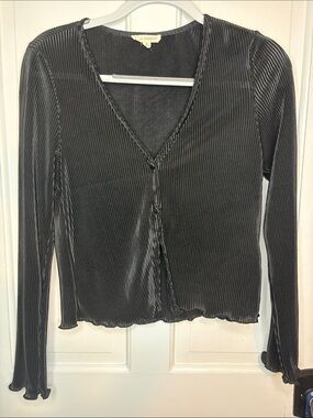 La Hearts Black Ribbed Long Sleeve Top